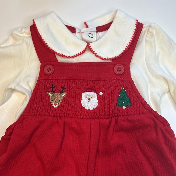 Starting Out 2PC Christmas Set, Ivory Onesie, Red Overalls, NWT! - Picture 3 of 5